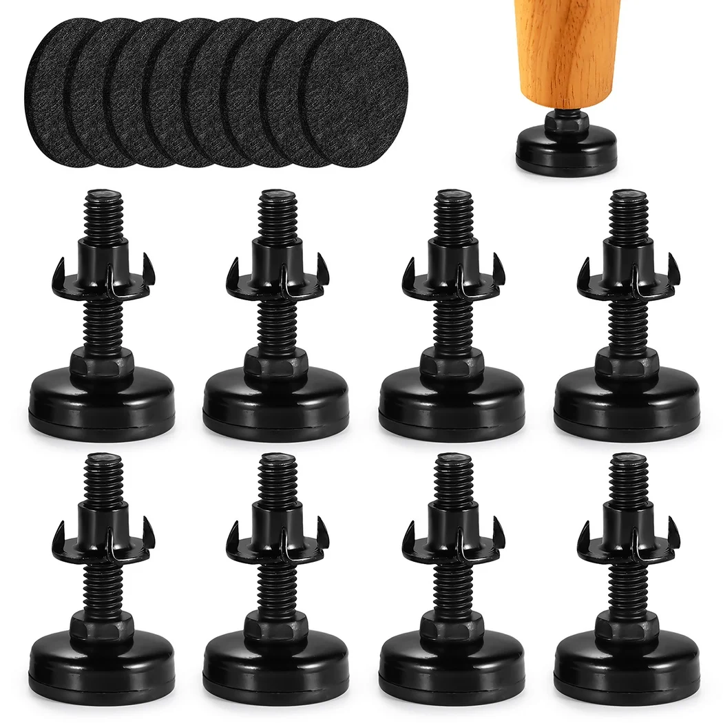 8 Furniture Leveling Feet Leg Levelers Adjustable Height Floor Protector Furniture Feet For Tables Chairs Raiser 3/8in-16 Thread