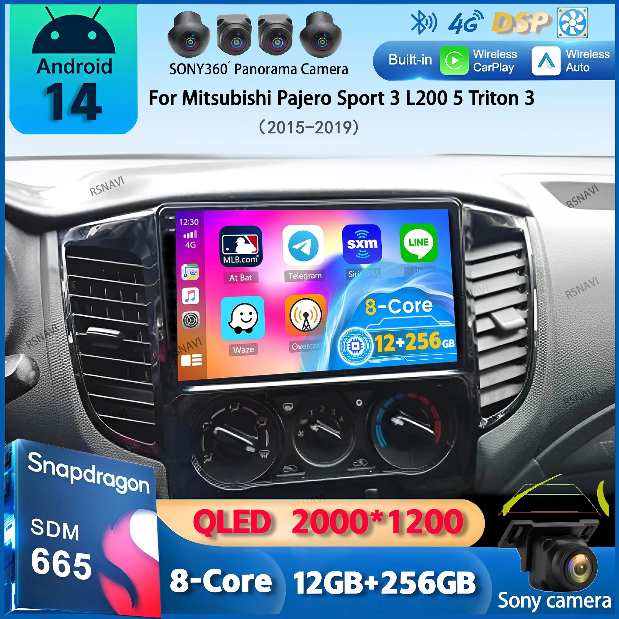 Android 14 Carplay pour Mitsubishi Pajero Sport 3 L200 5 Triton 3 2015 2016 2017 2018 2019 autoradio GPS lecteur vidéo multimédia