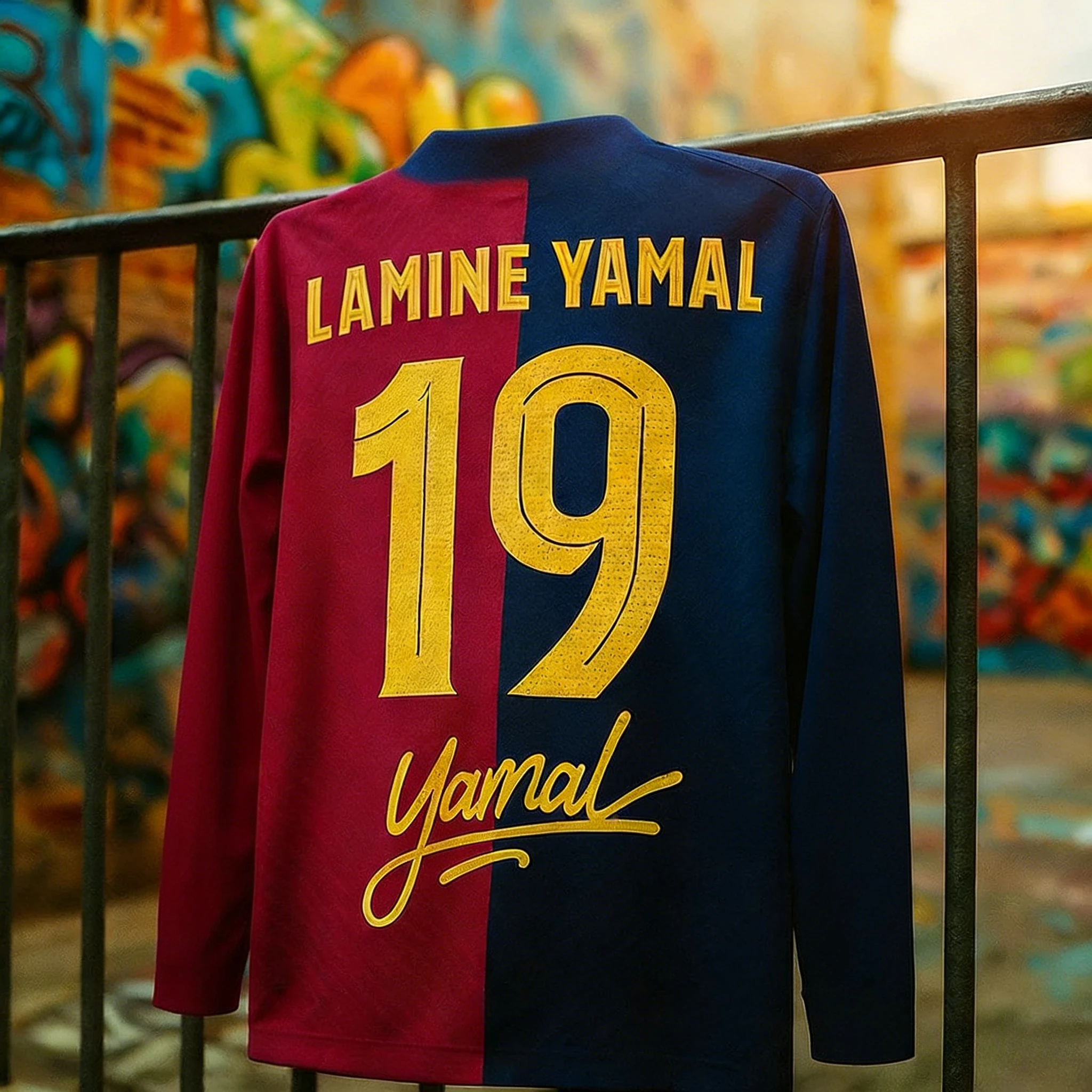 Lamine Yamal 19 Signature Print Long‑Sleeve Football Jersey Unisex Quick‑Dry Breathable Polyester Retro Sports Pullover Fan Tops