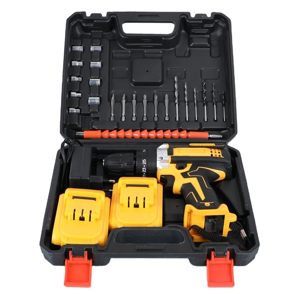 

Аккумуляторная ударная дрель-шуруповерт 10 мм с регулируемой скоростью и литиевой батареей