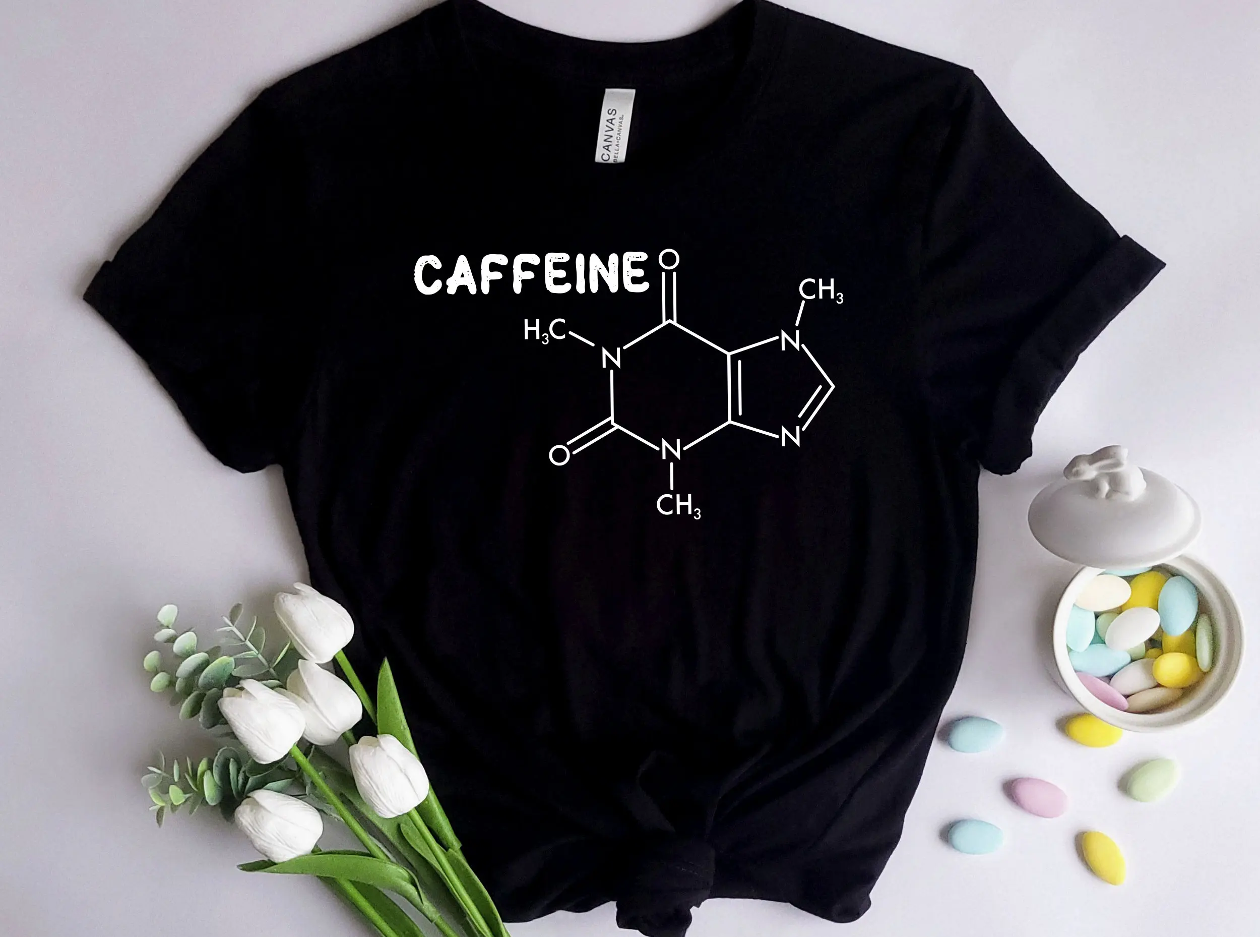 

Футболка «Любитель науки» с кофеином, забавная кофейная крутая химия, добавка молекулей