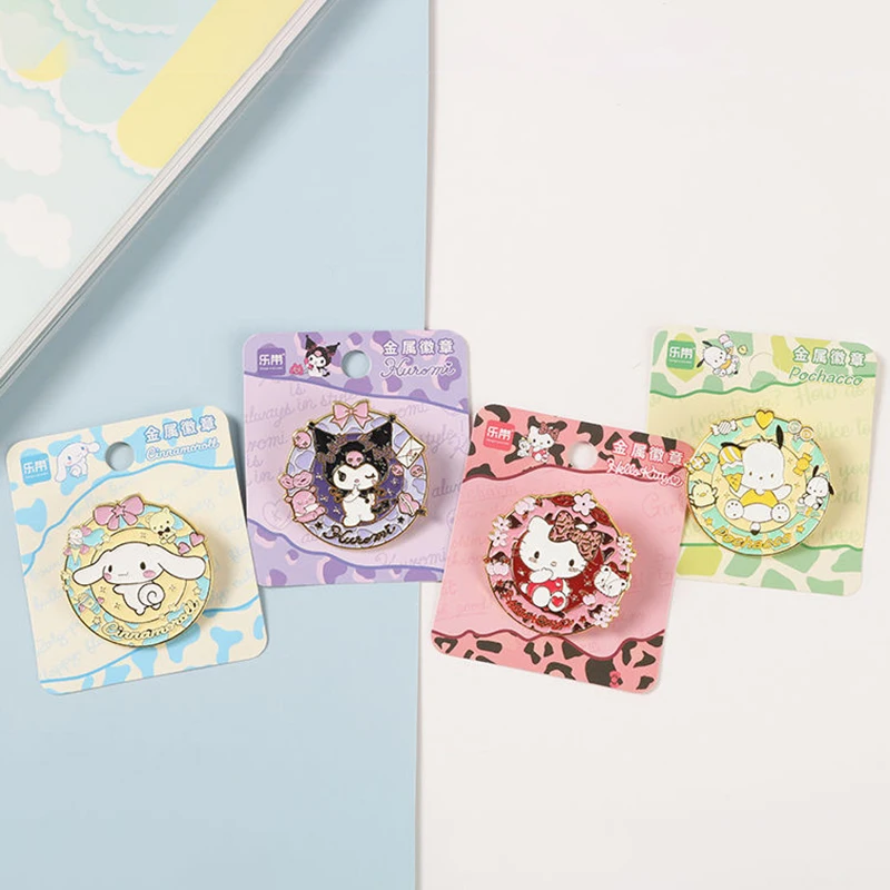 Anime Cartoon spilla Cute Cinnamoroll Kuromi Sanrio Kt Cat Badge Pins vestiti borse decorazione accessori ciondolo regali