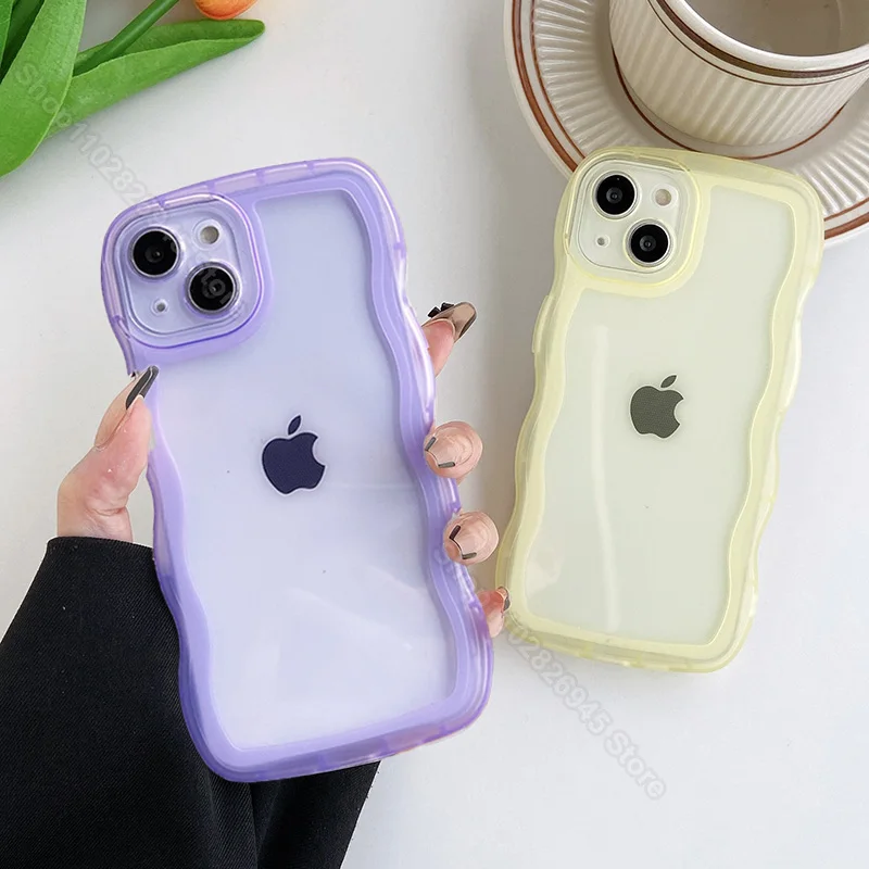 Wave Edge Translucent Phone Case For IPhone 15 14 Pro Max 13 12 11 Xr Xs 7 8 Plus SE2/SE3 TPU Soft Back Cover