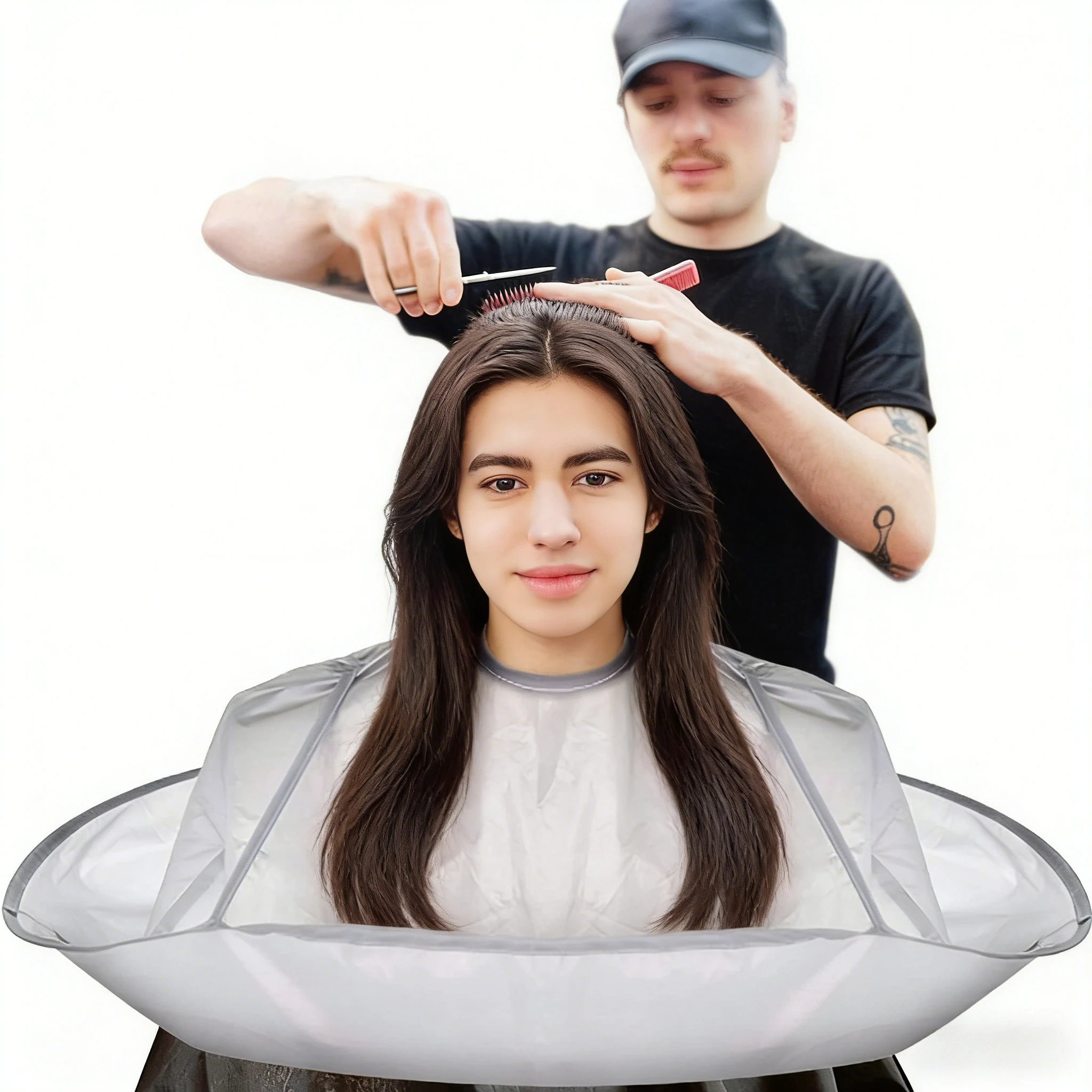 

Hair Cutting Cape for All Ages – Unisex Adjustable Barber Cloak with Umbrella-Style Collar, Foldable for Home & Salon Use