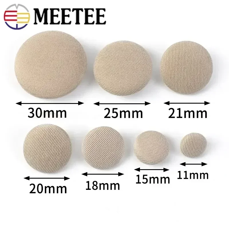 Meetee 50Pcs 11-30mm Cloth Covered Button For Sewing Bag Coat Decorative Round Shank Buttons Buckle DIY Garment Accessories