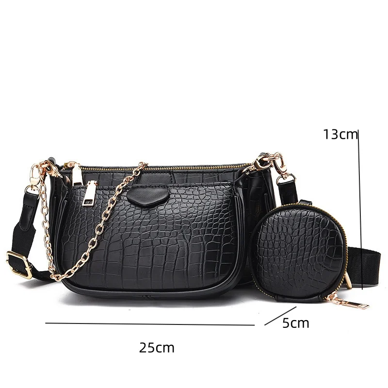 New Fashion Female Shoulder Bags Mother Child Package 3pcs Crocodile Pattern PU Soft Surface Women\'s Leisure Trend Crossbody Bag