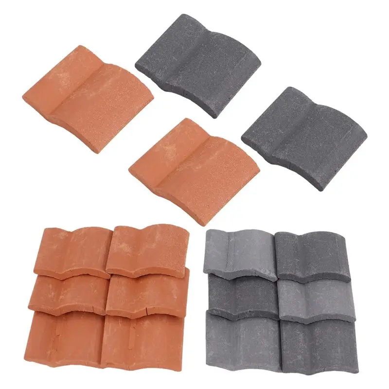 A49K-200Pcs Roof Tiles Building Set Miniature Tiles Mini Dollhouse Shingles Fake Tile Landscape Garden Diorama Roofing