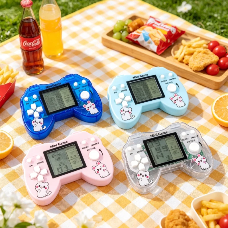 Cross-border Mini Tetris Handheld Game Console Portable Electronic Arcade Keychain Pendant Cute Small Game Toy