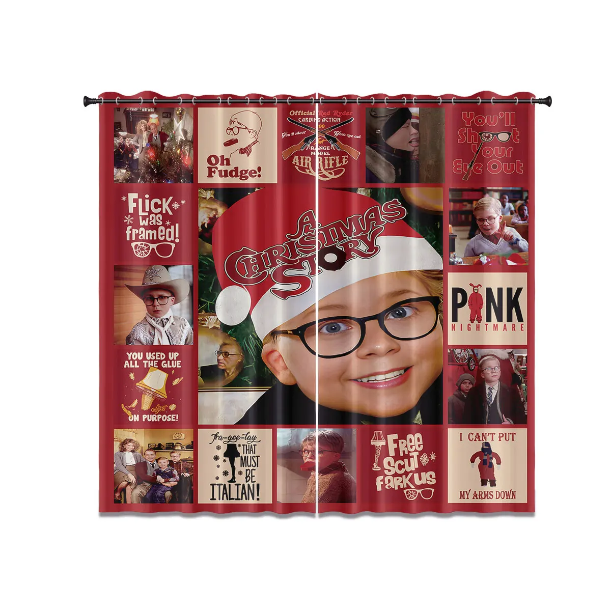 

2pcs Alone HOME Printed Shade Curtains Insulation Multi Size Living Room Bedroom Decoration Machine Washable