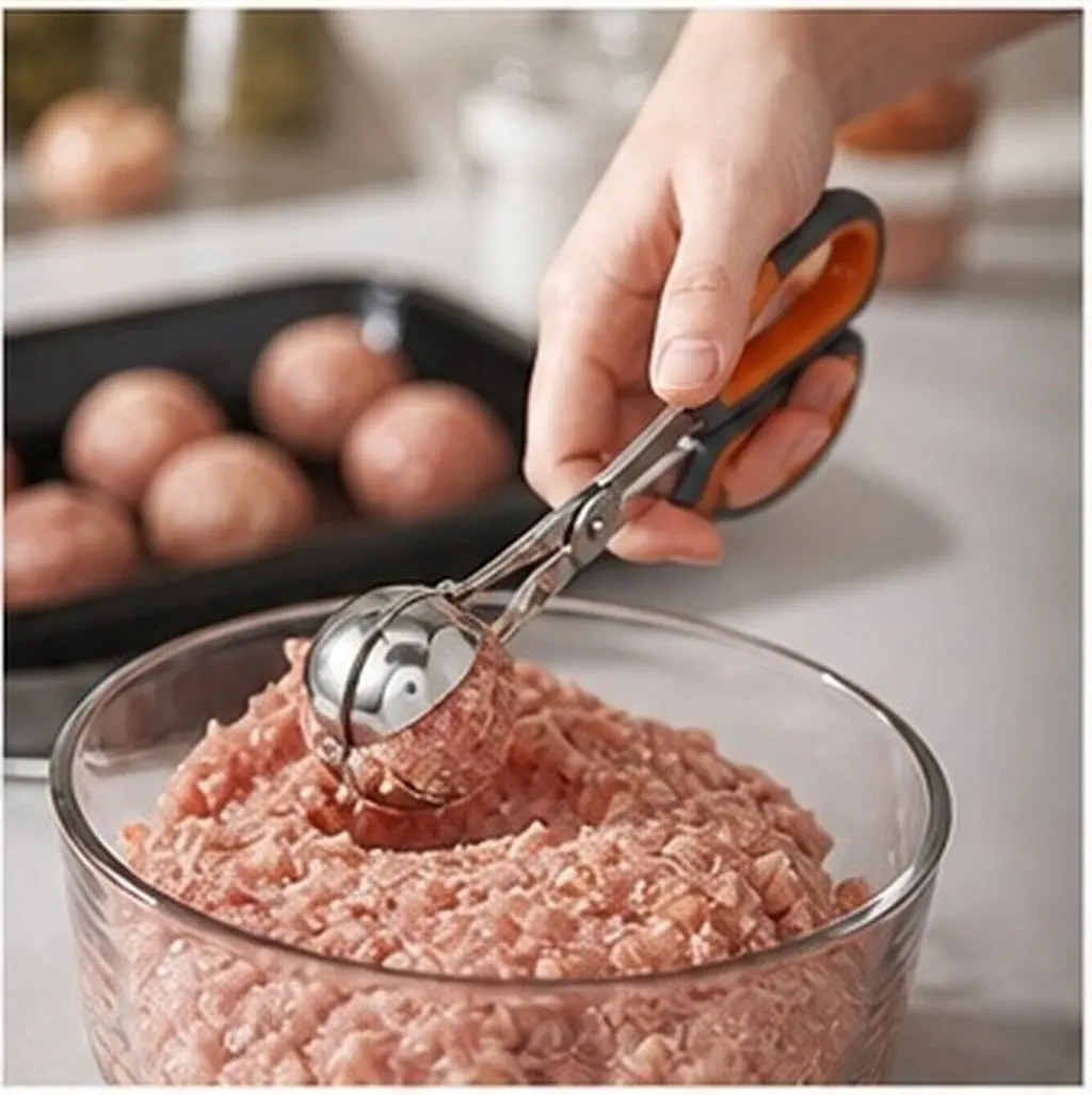 2Pcs Meatball Clip Non-Slip Handle Meatball Maker Tool Stainless Steel Manual Meat Baller Kitchen Cooking Press Mold Squeezer