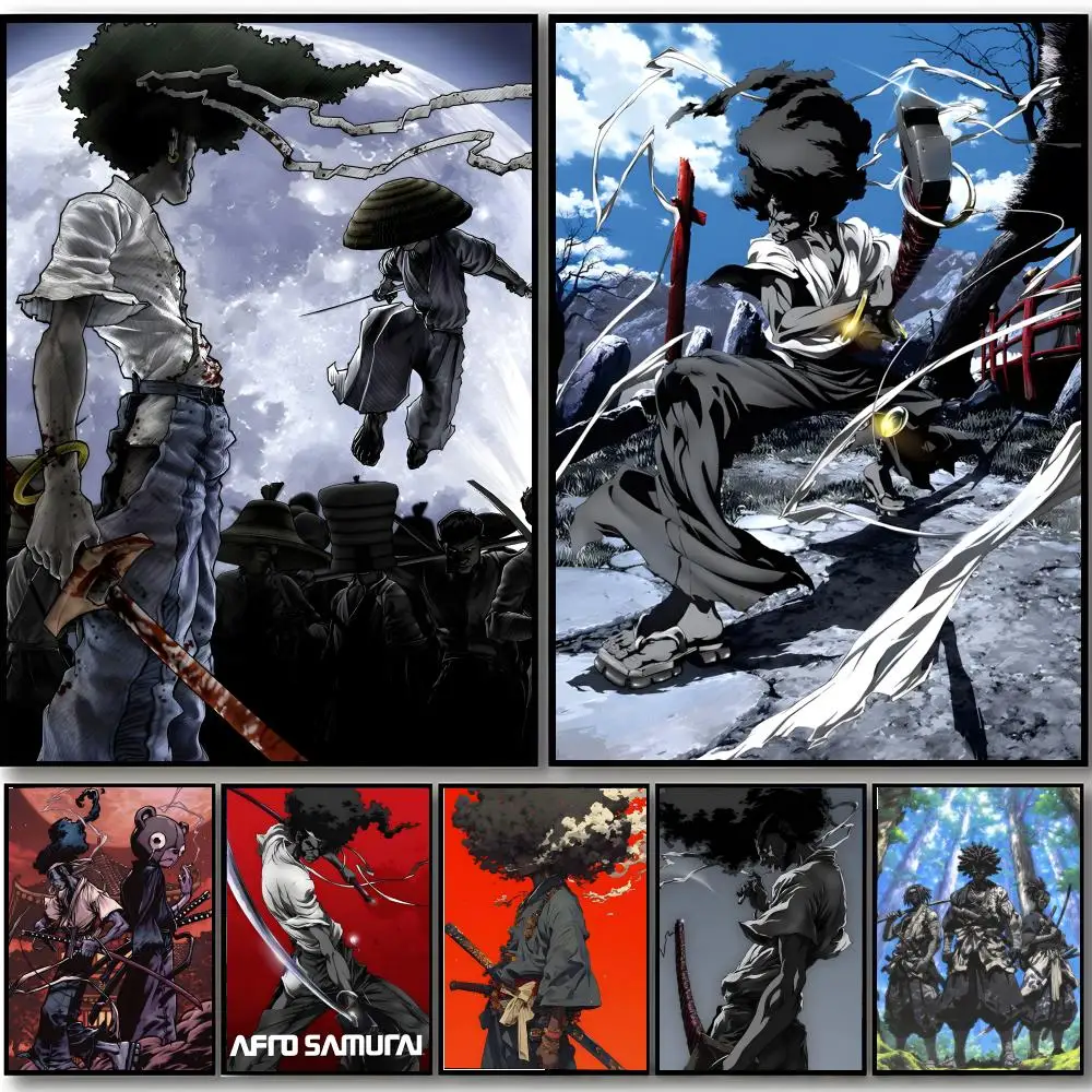 Stylish Afro Samurai Animes Poster HD art sticky wall waterproof home bedroom bar aesthetic decoration