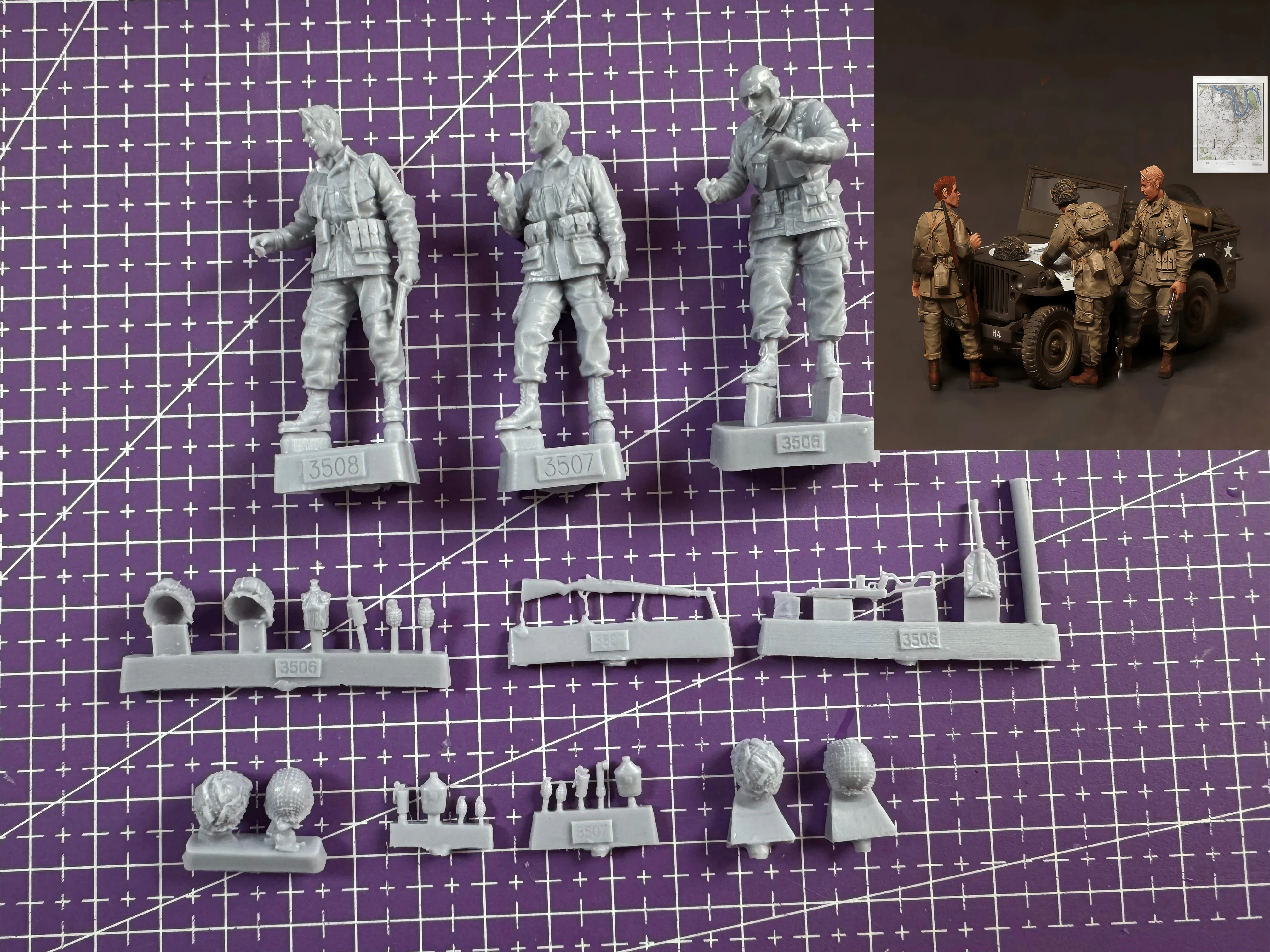 

1: 35 Resin Model Assembly Kit, GK， Resin Commander 3 People, Unpainted, Need To Be Assembled