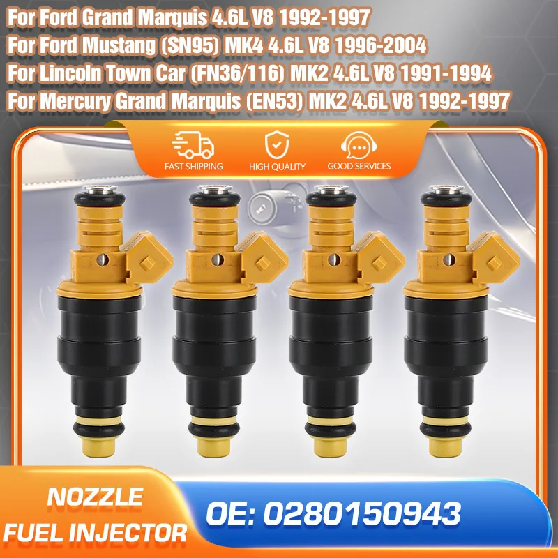 

Car Fuel Injector For Ford Mustang 4.6L V8 1996-2004 Ford Mercury Grand Marquis 1992-1997 Lincoln Town Car Navigator 1991-1994