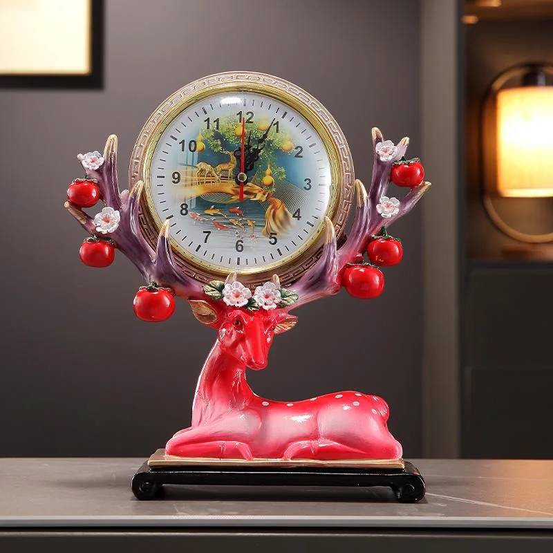 

X-21 clock living room home desktop clock European Chinese elk complex clock ornament