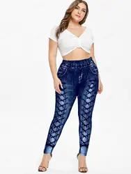 ROSEGAL grande taille taille haute 3D imprimé Leggings Skinny pantalon femmes bas S-5XL dames Streetwear décontracté crayon pantalon