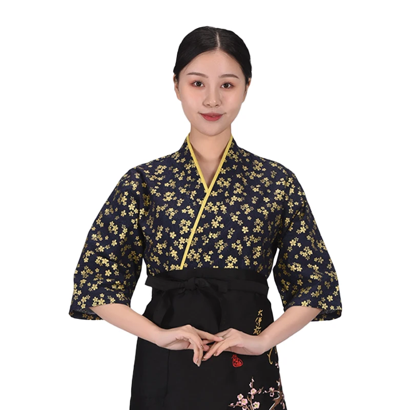 Sushi Restaurant Weibliche Chef Jacke Kantine Küche Kochen Shirt Japanische Küche Drucken Arbeits Uniform Bäckerei Kellner Overalls