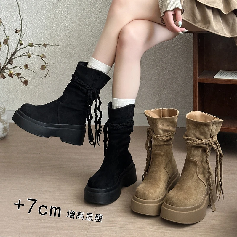 Women's High Knee Boots Chunky Platform Stacked Rider Boots Spring/Autumn Two-Way Edgy Fold-Over Cuff Fashion Design