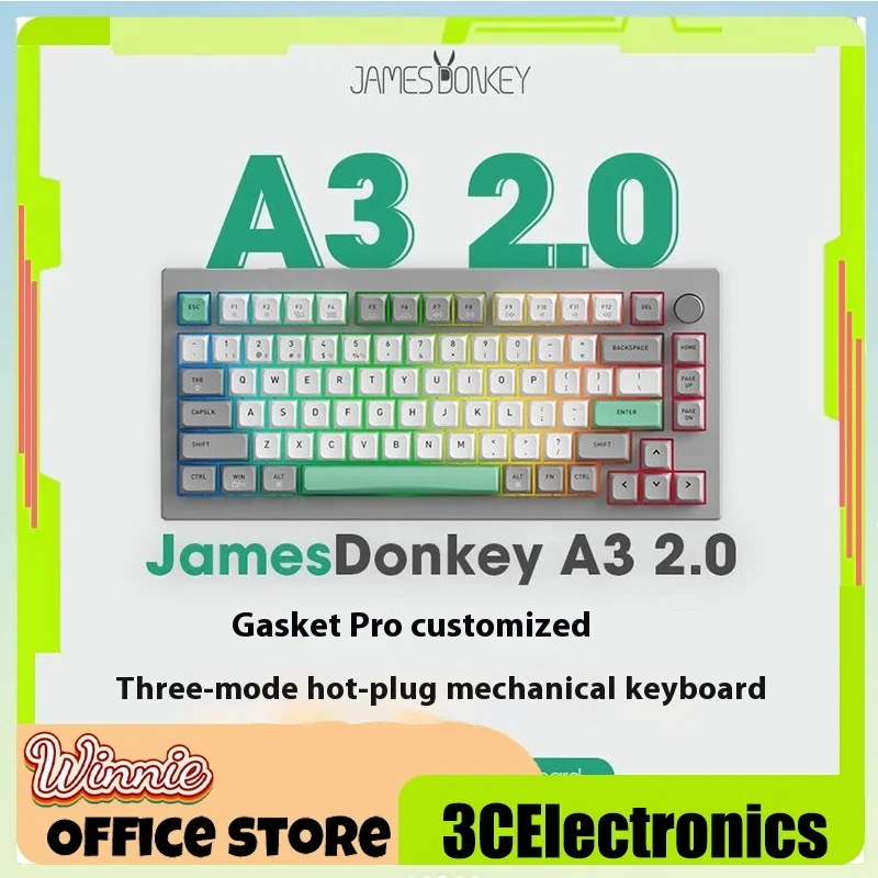 James Donkey A3 Mechanical Keyboard 81 Keysthree Mode Wireless Bluetooth Hot Swap Customization Rgb Backlight Gaming Keyboard