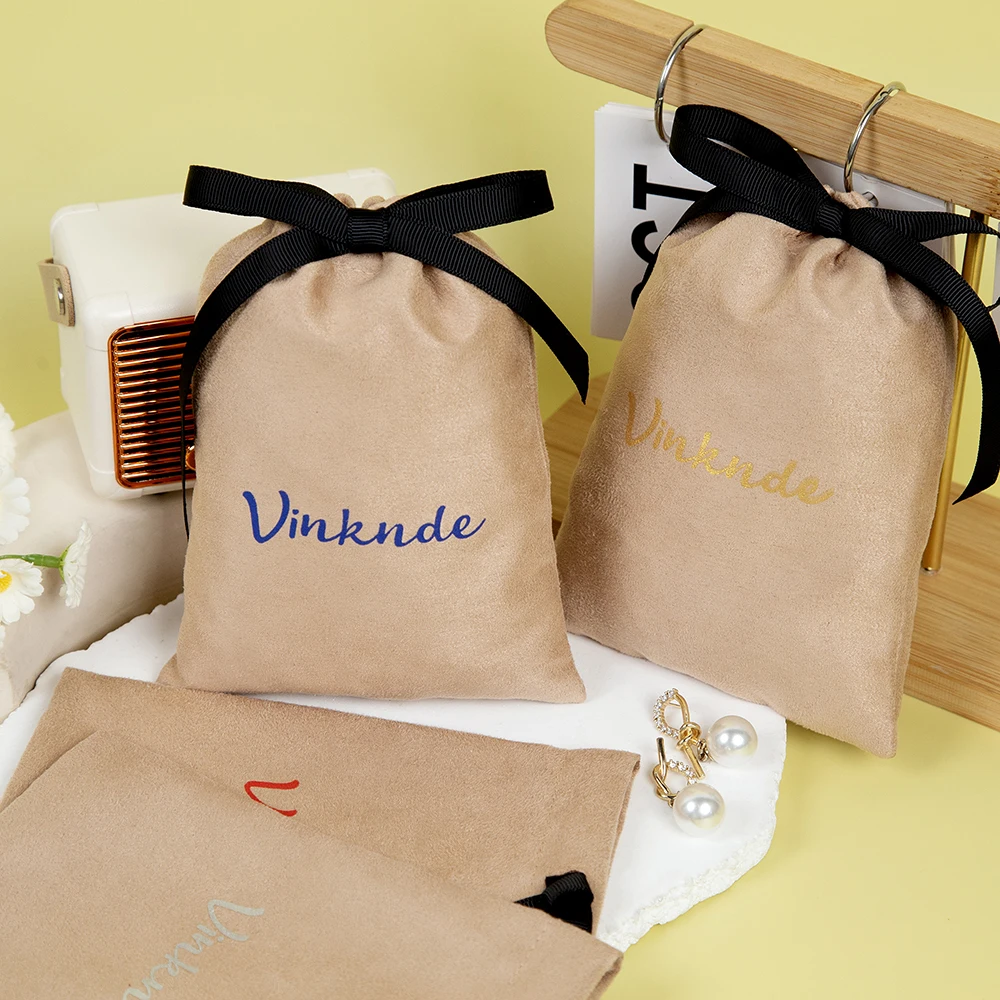 

Роскошная фланелевая лента для ожерелья, упаковочная сумка, подарок на заказ, сумка для хранения на шнурке, ювелирные изделия, серьги, ожерелье, упаковка, бархатные сумки