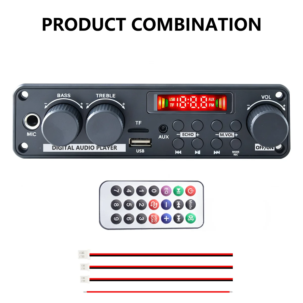 200W 2×100W Verstärkerplatine, Bluetooth-Audioverstärker mit Digital-Player, USB/TF/AUX/FM, Mikrofon & Fernbedienung für Auto, Zuhause, DIY – Detail 4