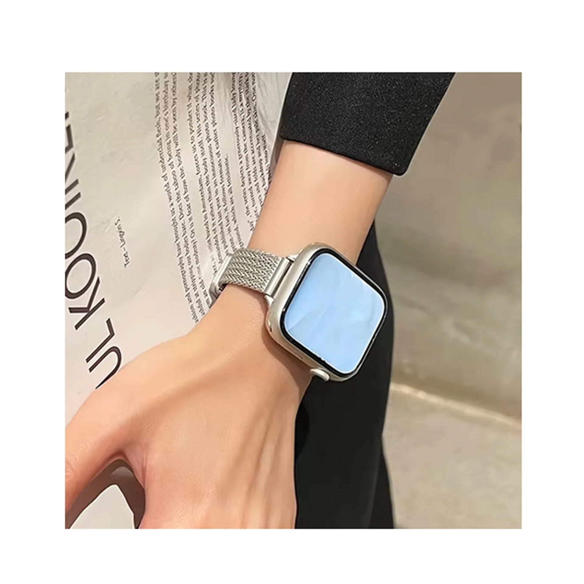 Cinturino in acciaio inossidabile da donna con fibbia magnetica per Apple Watch Ultra 2 49mm 46mm 44 45 38 42 41mm Bracciale cintura iWatch Se 40mm band