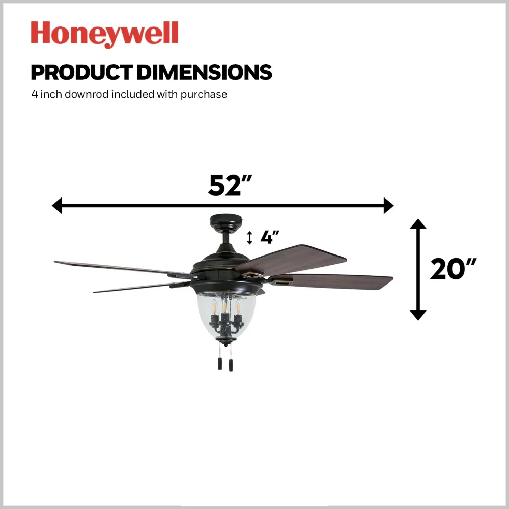 Glencrest 52 "النفط الصناعي يفرك البرونزية LED مروحة السقف في الهواء الطلق مع الضوء