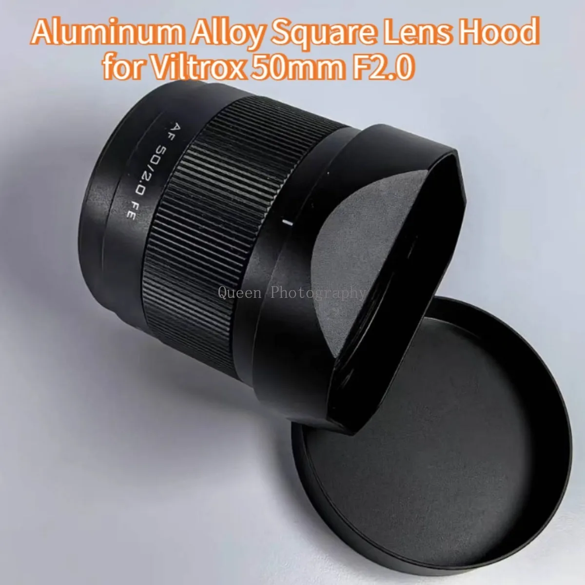 Aluminum Alloy Bayonet Metal Square Lens Hood with Free Metal Cap for Viltrox 50mm F2.0 Camera Photography Accessories