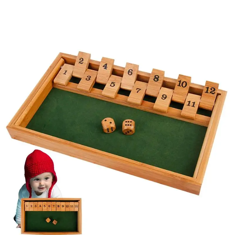 

Shut Box Game Wooden Board Game With Dice 1-2 Player Wooden Dice Game Numbers Shut The Box Dice Game For Kids Families