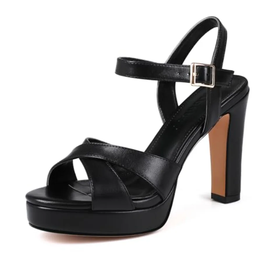 Platform High Heels for Women Strappy Chunky Heels Sandals for Women Open Toe Block Heeled Sandals with Ankle Strap Summer Dres