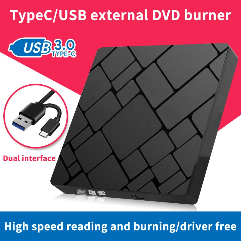 【U】TypeC+USB 3.0 محرك بلو راي خارجي CD24X أدوات محرك عالية السرعة ومحول كاتب حرق DVD CD خارجي A3Y9 #4