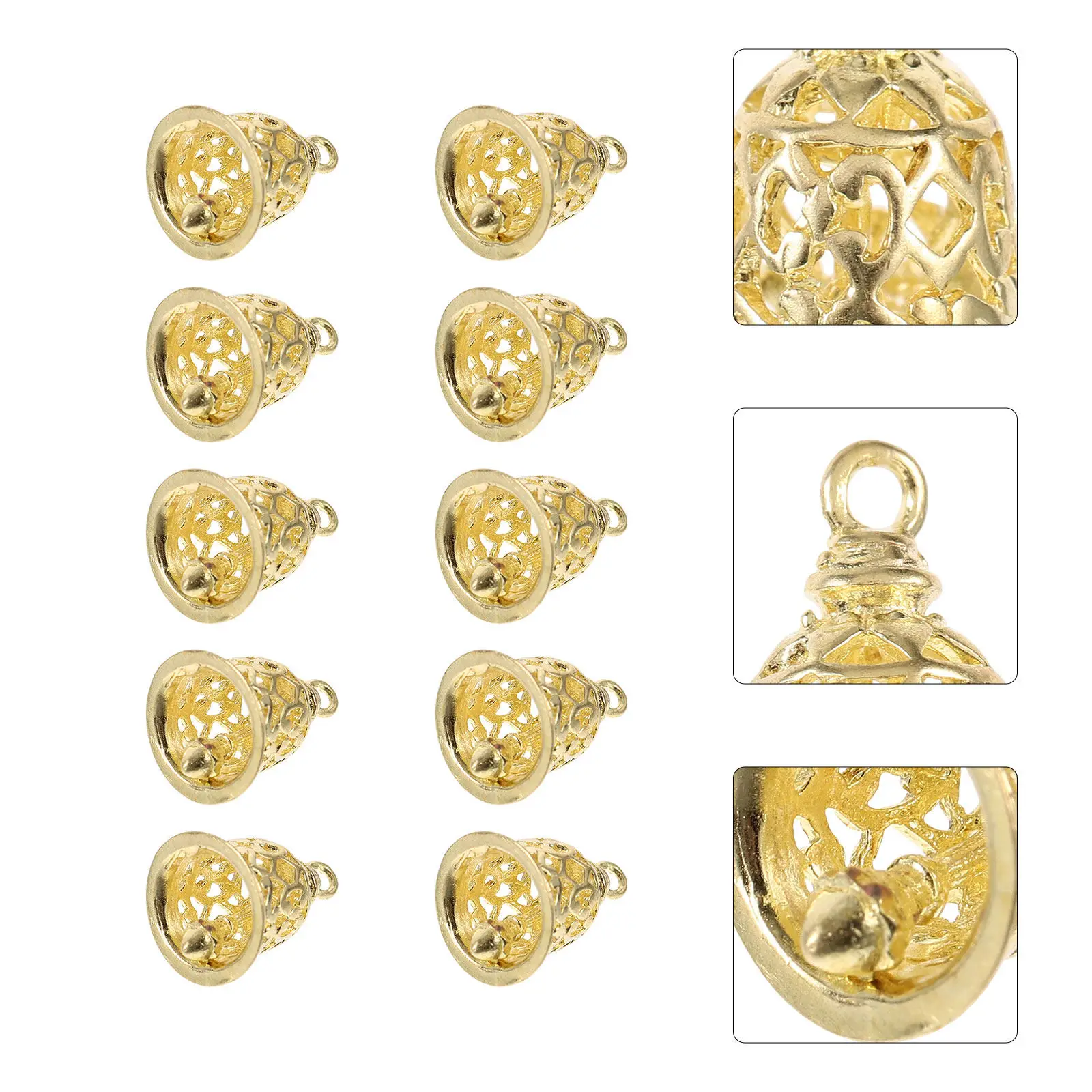 

10Pcs Hollow Bell Hanging Decoration Brass Bell Pendant for DIY Crafts Jewelry Pendants Christmas Home Garden Decorations