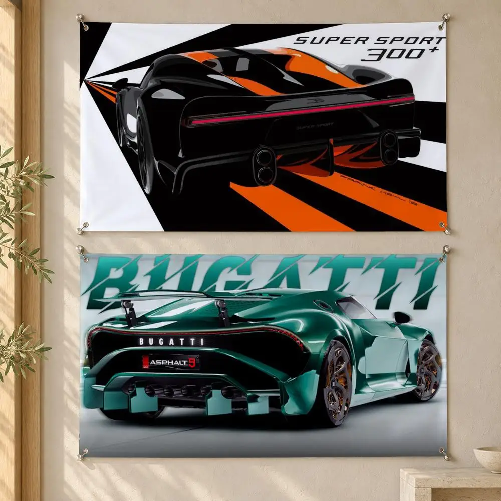 Bugatti Flags Decorative Wall Hanging Banner Bedroom Dorm Music Room Garden Party