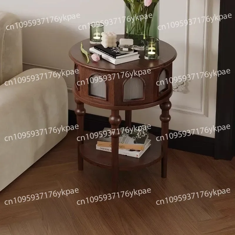 Living Room Solid Wood Black Round Edge Few Against The Wall Sofa Locker Bedroom American Light Luxury Bedside