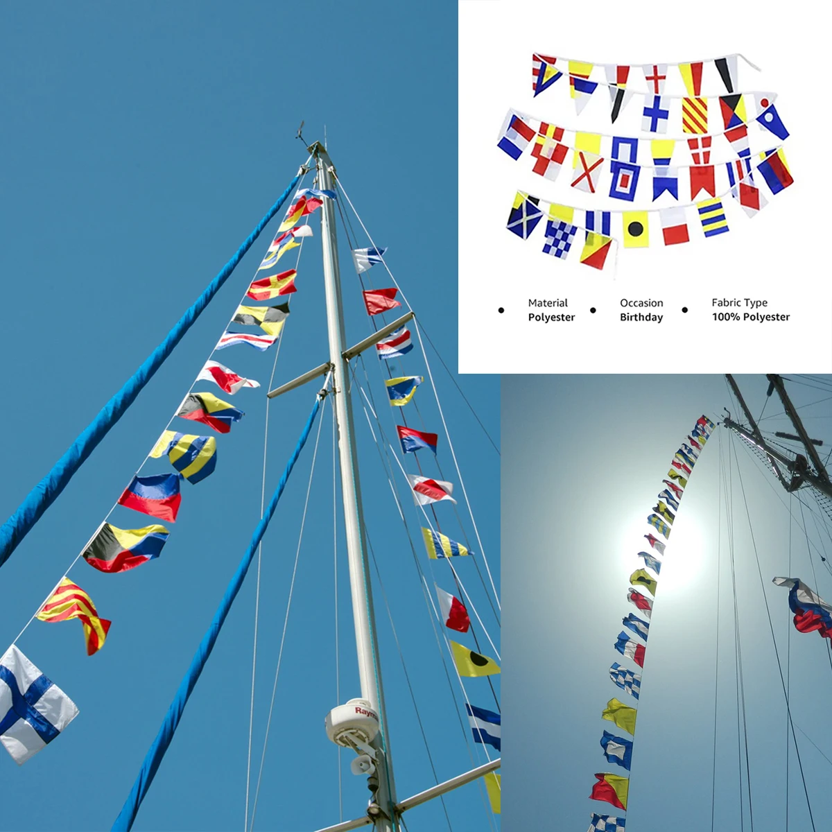 Length 14M International Marine Navy Signal Code Flag Set Of 40 Flags 8x12 inches Nautical Maritime Boat Theme Decoration