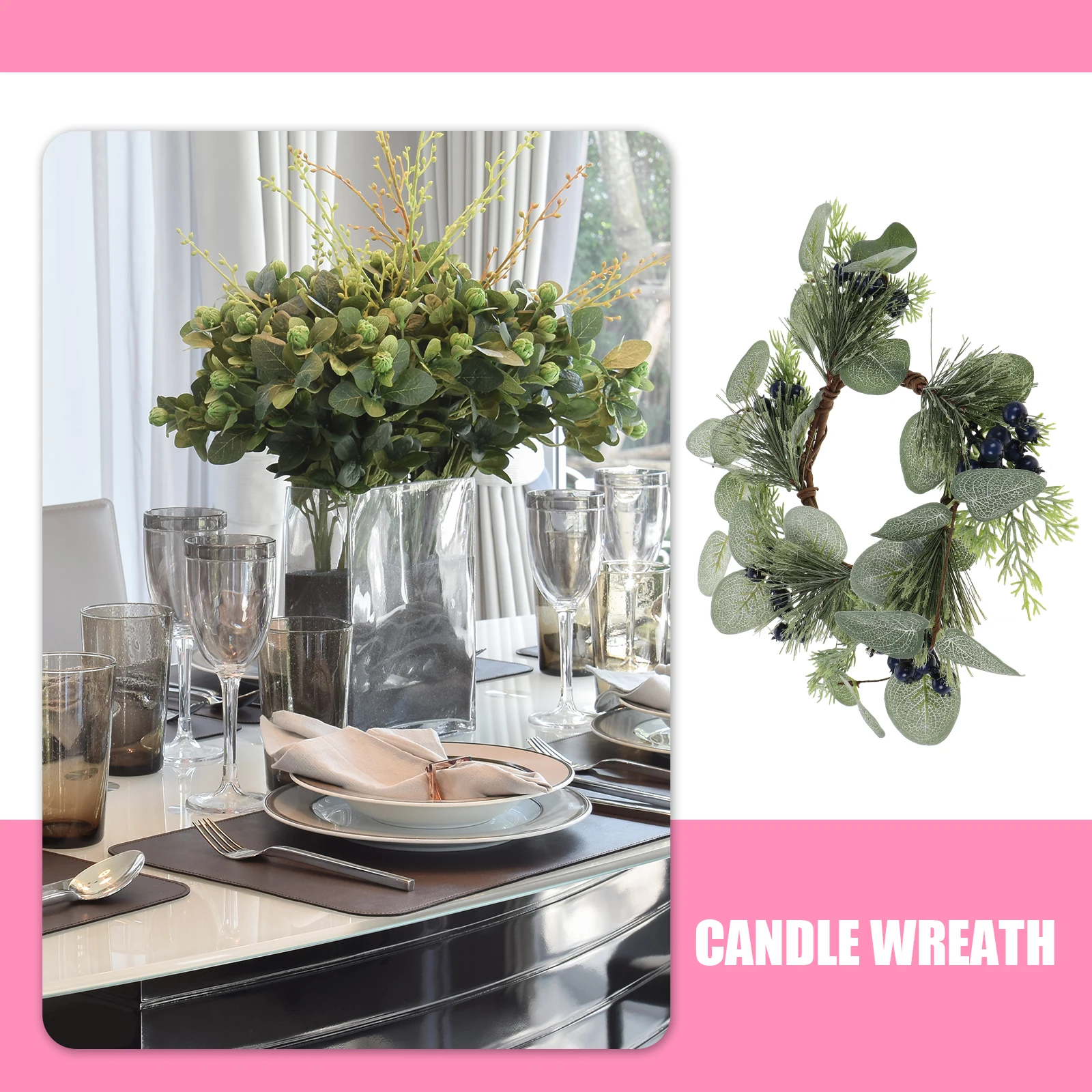 

Artificial Green Wreaths Decorative Dining Table Plastic C Rings RealisticMultiseason Durability Safe Materials Party