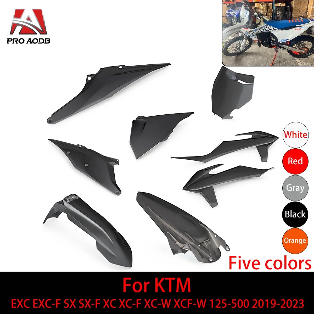 

For KTM 125-500 2019-2023 Motorcycle Plastic Kit Full Body Fairing Cover Front Rear Fender Fuel Tank Guard Side Mudguards Panels