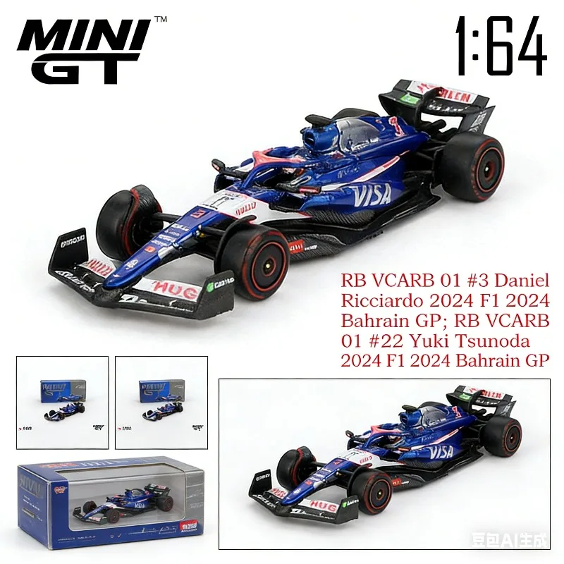 ミニgt-1-64-f1-rb-vcarb-01-2024-バーレーン-3-22-キャスト合金製自動車模型、男の子向けギフト玩具コレクションピース。
