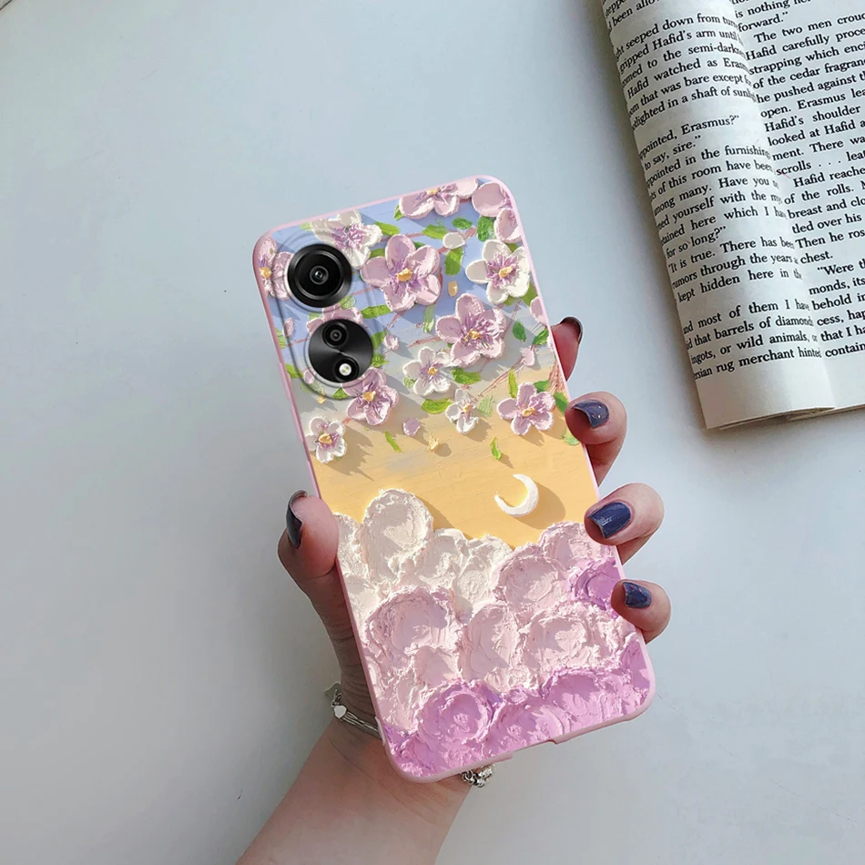 For Oppo A78 4G Case CPH2565 Stylish Flower Painted Cover Silicone Soft TPU Phone Case For Oppo A78 OppoA78 4G Back Cover Bumper