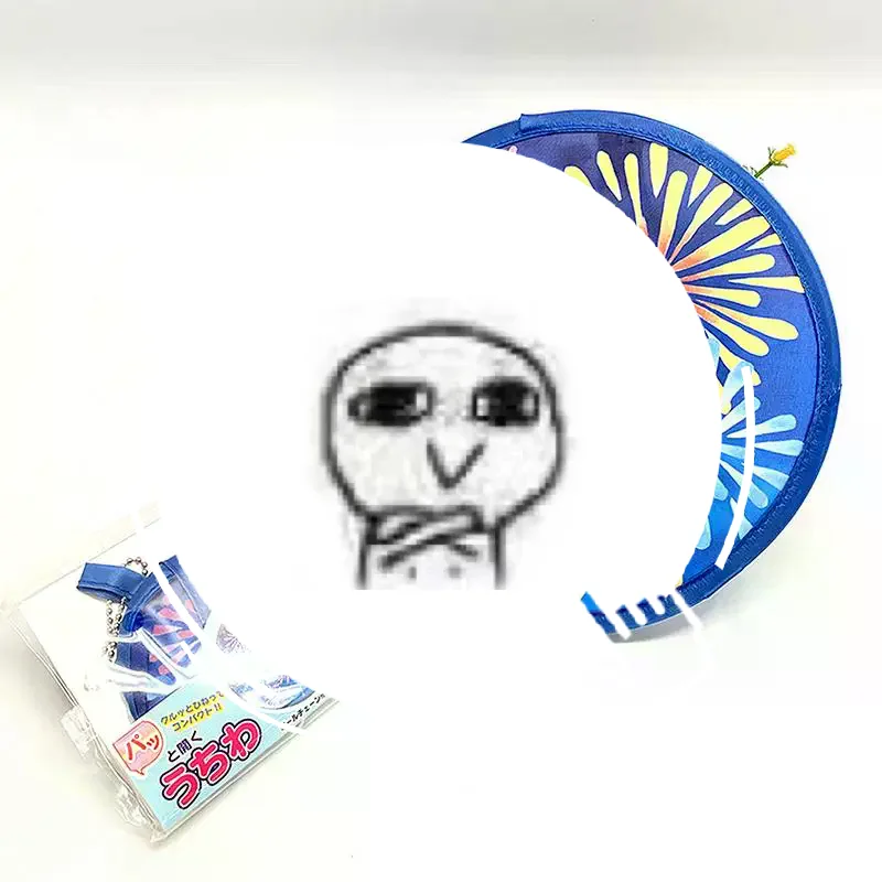 Foldable Round Hand Fan Colorful Cartoon Prints Portable Hanging Chain Compact Cooling Fan for Summer Picnic Family Outing