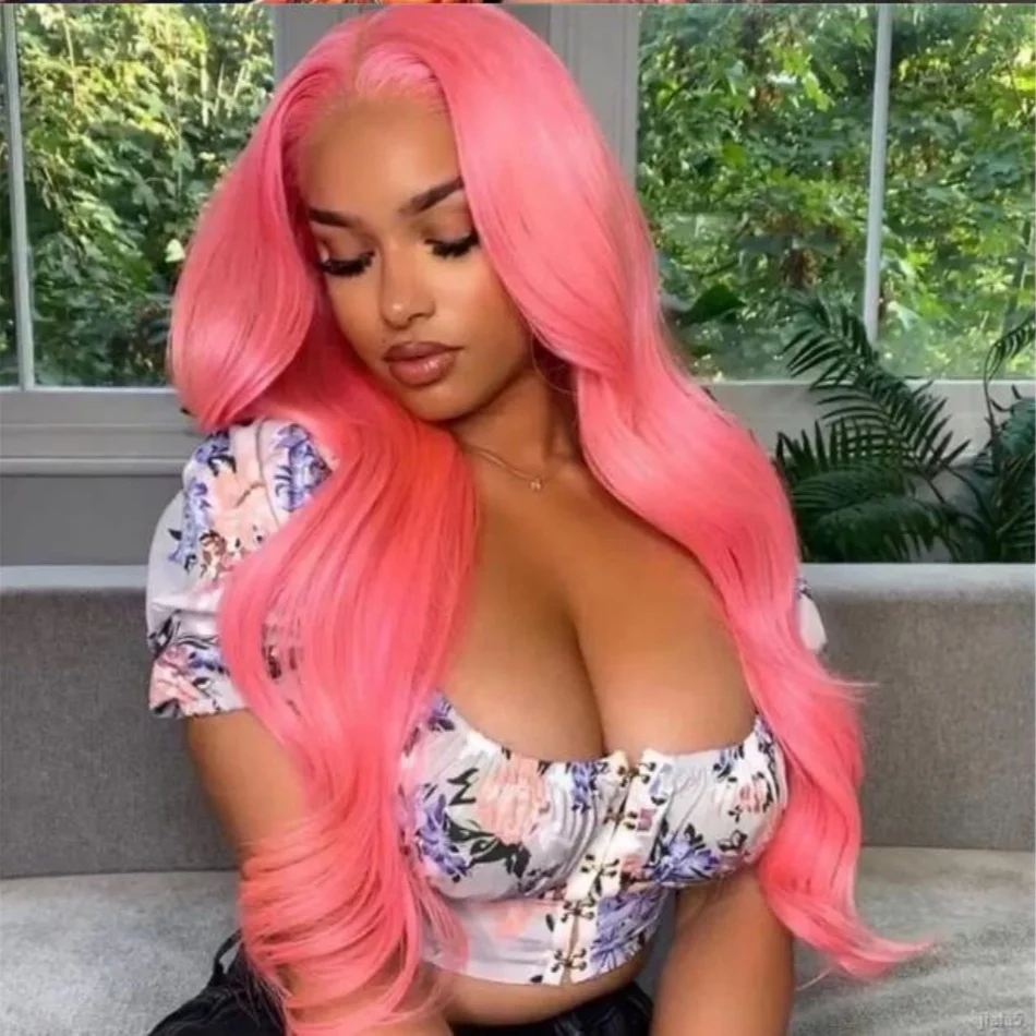 

30-дюймовые парики из 100% натуральных волос, светло-розовые, с HD-кружевной передней частью 13x6, волнистые, красные, 13x4, бразильские парики для женщин