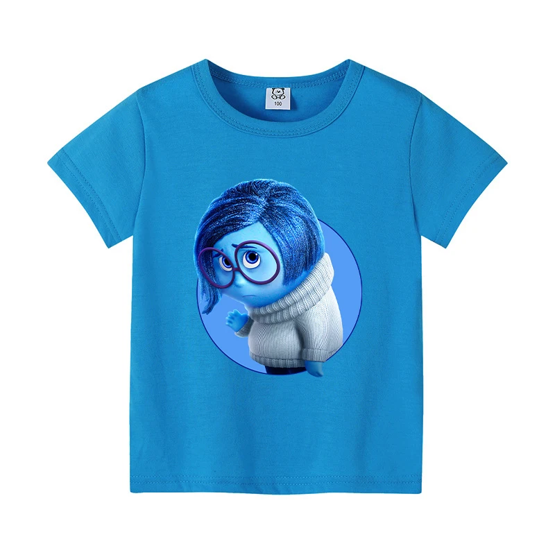 Inside Out 2 Disney Children T Shirt Boys Girls Clothes Tops Cotton Short Sleeve Summer Cartoon Anime Kids Cute Birthday Gifts