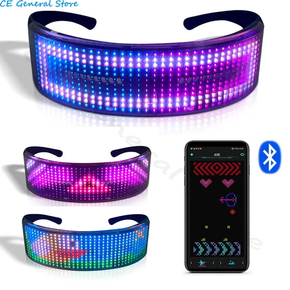 App Control Bluetooth Led Party Glasses USB Charge Flashing Luminous Eyewear for Festival Bar Performance Happy Birthday Gifts