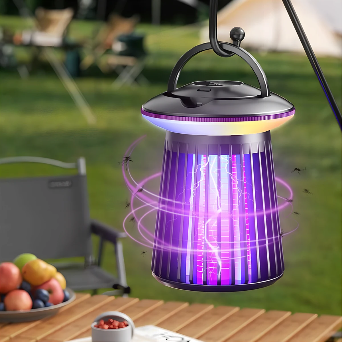 Mosquito Killer Lamp 2000mAh USB Rechargeable 3-Level Bug Light Ambiance Night Light 2-in-1 Hangable Desktop Zapper for Home image 6