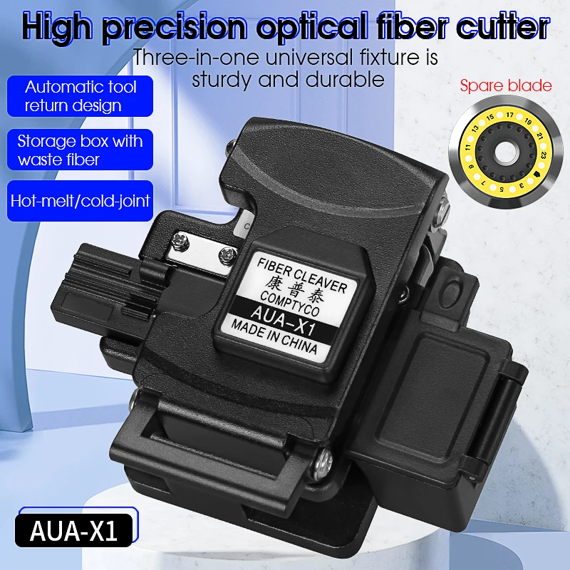 

AUA-X1 Fiber Cleaver FTTH Cable Fiber Optic Cutting Knife Tools Cutter Three-in-one Clamp Slot High Precision 24 Surface Blade