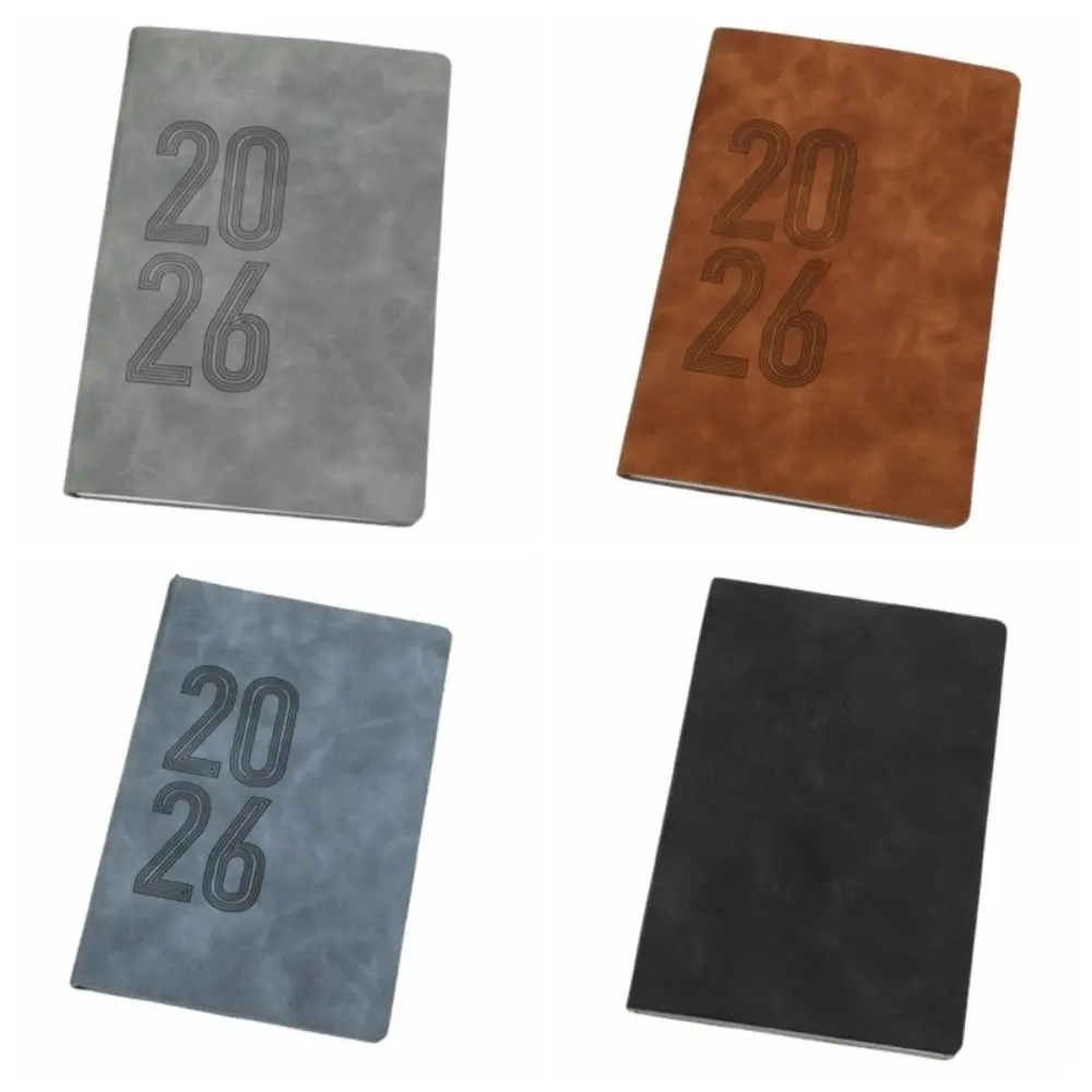 2026 365 Days Efficiency Notebook Yearly Schedule Texture PU Office Work Planner Leather Cover Soft a5 Agenda Planning Notepad