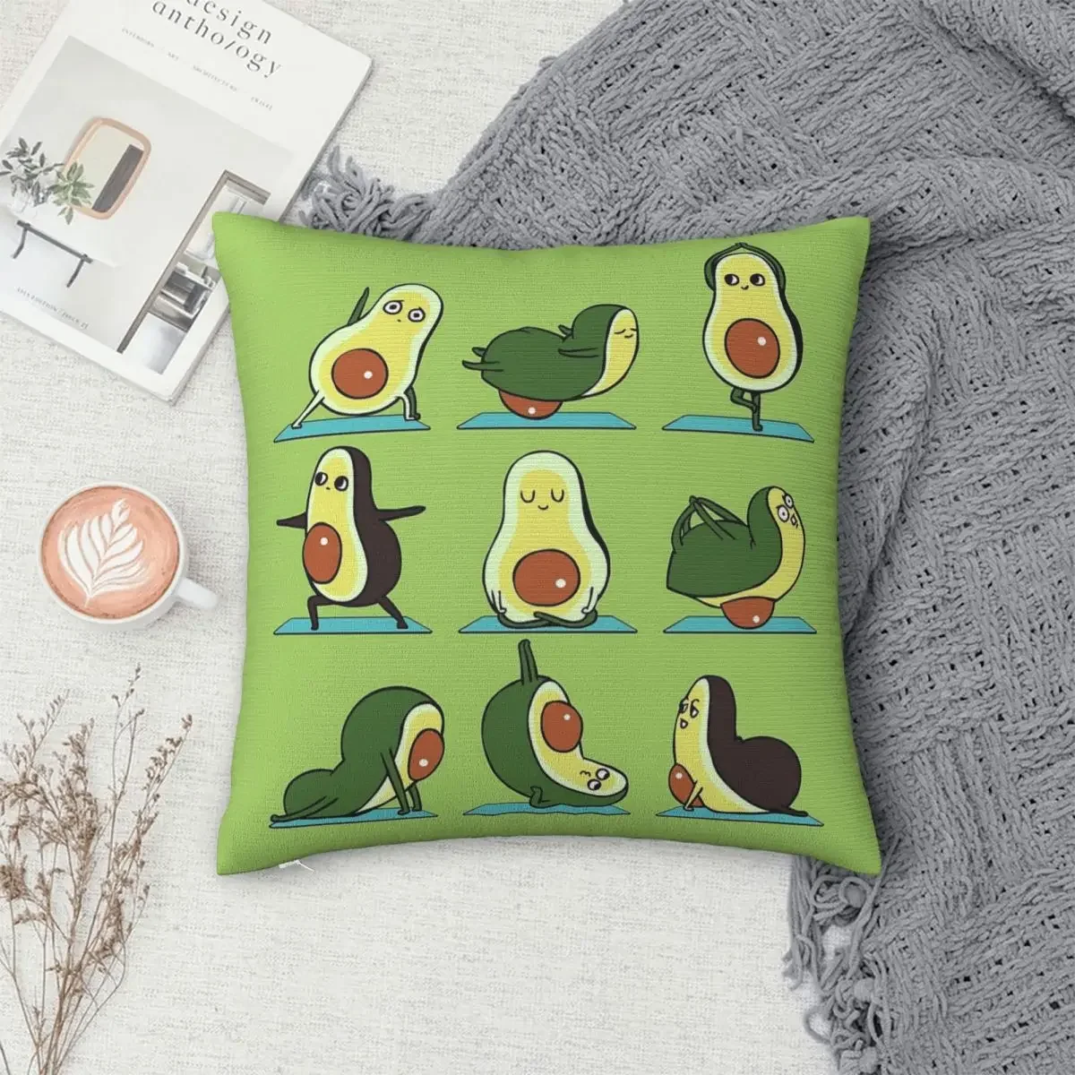 Avocado Yoga Pillowcase Polyester Pillows Cover Cushion Comfort Throw Pillow Sofa Decorative Cushions Used for Home Bedroom Sofa