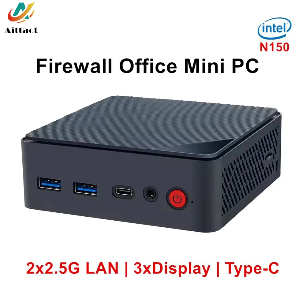 AITTACT Firewall Office Mini PC Intel N150 N100 2xi226-V 2.5G LAN DDR4 3200MHz PCIE3.0x4 SSD NUC Mini Computer Windows 11 WiFi