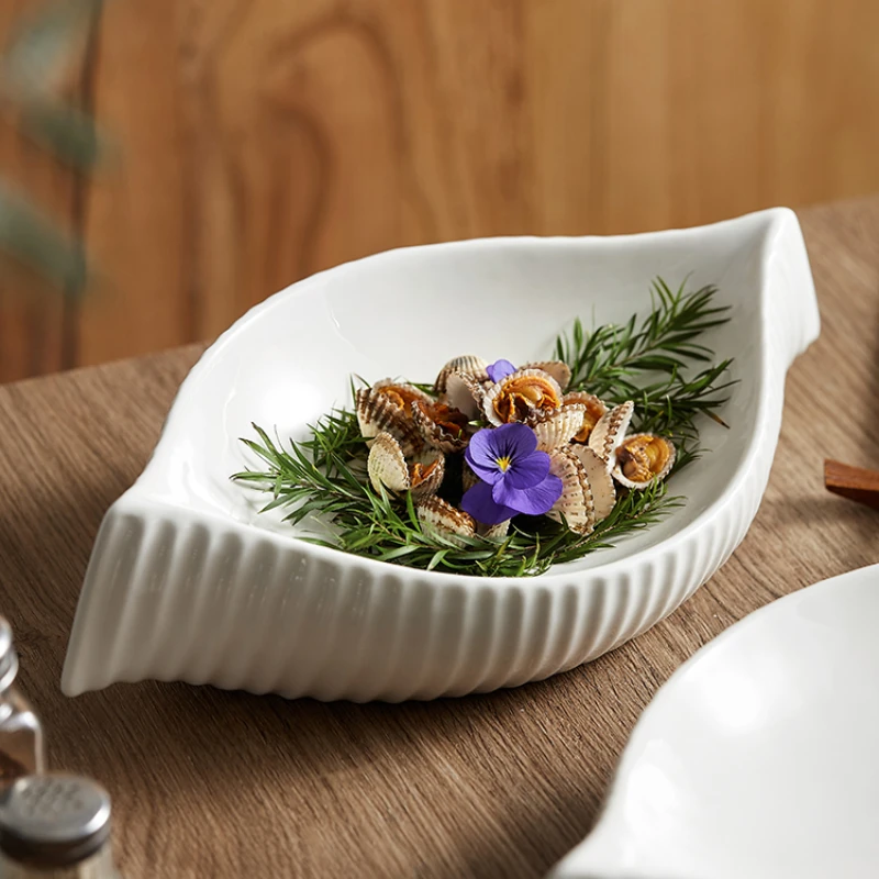 Chinese Ceramic Conch-shaped Dishes Household Shallow Hotel Artistic Conception Exquisite Cold Dishes.