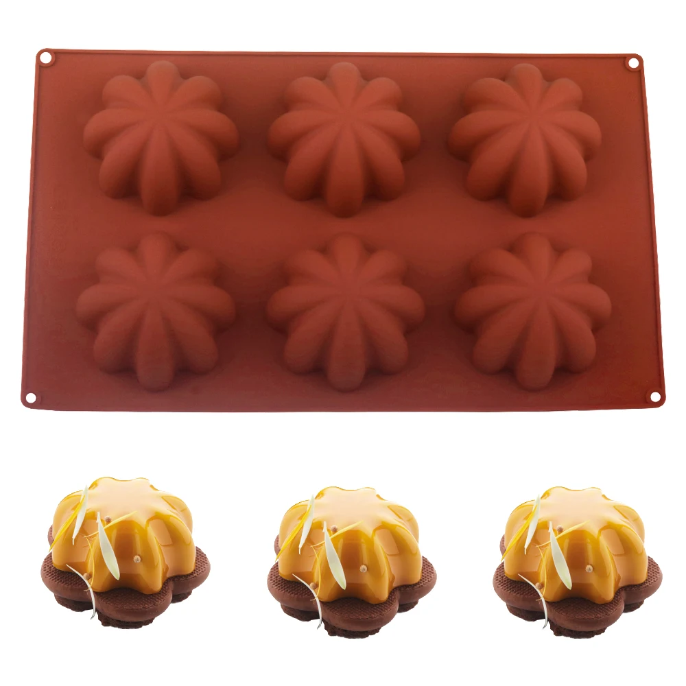 6-fach Regenschirm-Silikonform für Mousse-Kuchen, Schokoladenpudding, Dessert und französische Gebäckformen