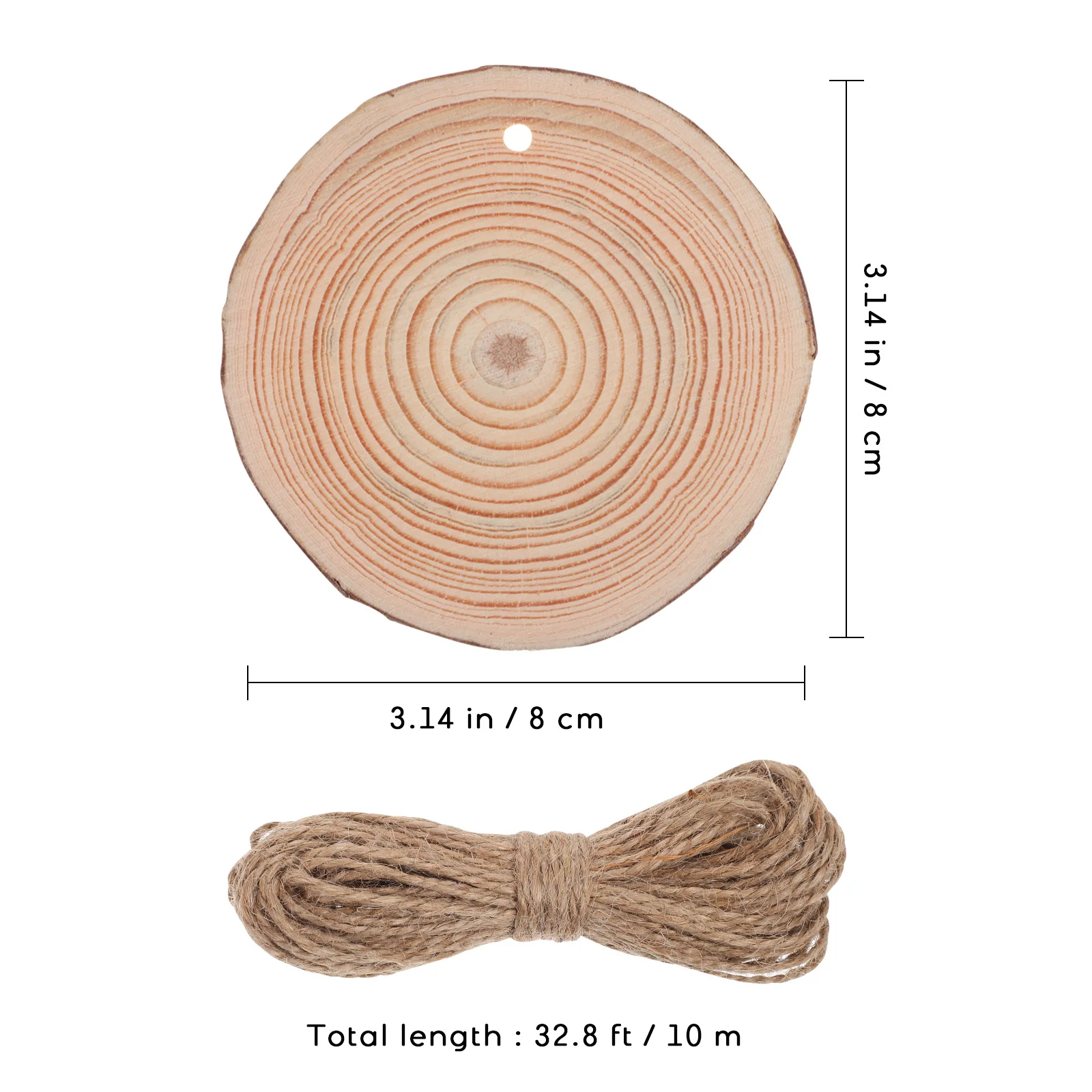 

50pcs Round Wooden Discs Natural Wood Slices Pre-Drilled With Jute Twine For Diy Christmas Ornaments Wedding Decor Craft